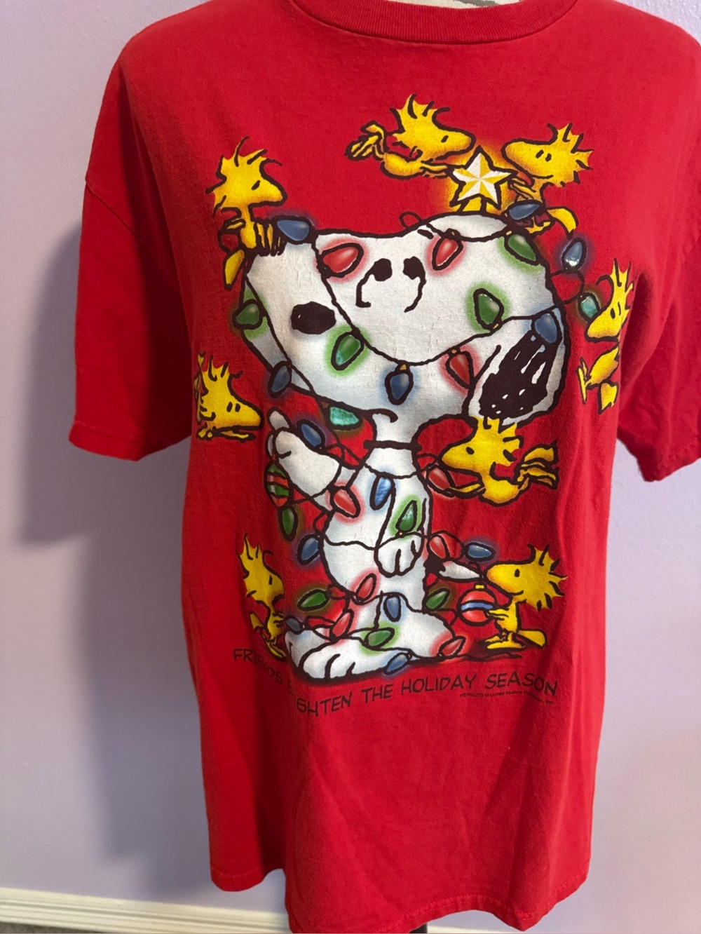 Vintage red  Snoopy & Woodstock Christmas lights